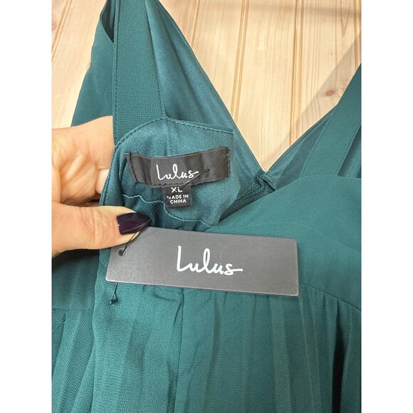 NWT Lulus Luxe Perfection Emerald Green Pleated Tiered Backless Maxi Dress Sz XL - Picture 6 of 9